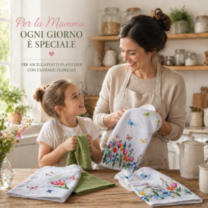 Set 3 asciugapiatti in cotone con stampa floreale