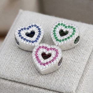 Ciondolo "Cuore" in argento con zirconi colorati